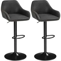 Yaheetech Barhocker 87,5 cm – 107,5 cm Höhenverstellbarer Drehstuhl (2 St), Barstuhl Bistrohocker aus Kunstleder