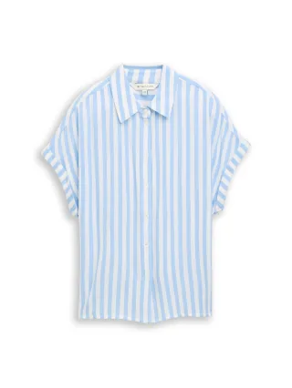 Tom Tailor - Loose Fit Bluse mit Streifen light fjord blue stripe - Gr. - 38