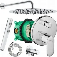 Hansgrohe und Bofler Duscharmatur Vernis Blend Unterputz Armatur mit Umsteller für 2 Verbraucher + IBOX (Unterputz Duschsystem, Duschanlage, Duschset, inkl. BOFLER Brauseset #50, Regendusche 30cm, Wandarm, Handbrause) wassersparende Regendusche, Gumm