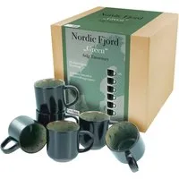 CreaTable Becher Nordic Fjord, 6-tlg., Steinzeug, Kaffeebecher, Tassen Set, 6-teilig, 285 ml
