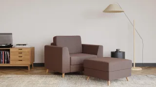 BRUNO Schlafsessel 70cm in Braun | praktische Größe | stabiles Massivholz & Boxspringkomfort