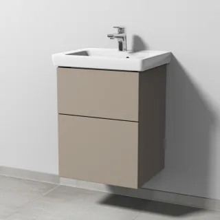 Sanipa 3way Waschtischunterbau zu Villeroy & Boch Subway 2.0 Waschtisch mit 2 Auszügen, Sandgrau-Mat SF61067