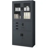 Jan Nowak Aktenschrank Metall Büroschrank mit Tresor 90 cm FILIP Glasvitrine Schubladen (Stahl 0,6 mm Wandmontage möglich PZH-zertifiziert 185 cm) Aktenschrank Safe 3 Schubladen Schloss 2 Schlüssel 5 Farben