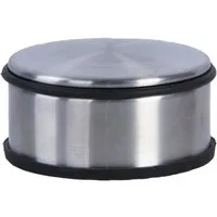 esschert design Türstopper Tür Stopper Puffer Edelstahl silber schwarz rund Gummi Stopp Werk (1 Türstopper)