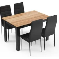 Mondeer Essgruppe Esszimmergruppe (Set, 5-tlg), (1 Tisch + 4 Stühle), Spanplatte & Lederimitat, Zweifarbig, Ergonomisch