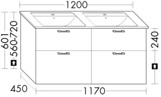 Burgbad Waschtischunterschrank zu Keramik Waschtisch System 30 Preisgruppe 1 Aqua 600x1180x450 Eiche WYLN118F6435