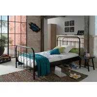 Vipack Einzelbett New York, Bettgestell Metall, pulverbeschichtet, in zeitlosem Design (H/T ca. 100x210cm, inkl. Lattenrost, sehr stabil gebaut), zwei Breiten und mehrere Farben zu Auswahl