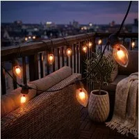 Spetebo Lichterkette Lichterkette mit Flammen Effekt Glühbirnen - 270 cm, 10-flammig, Garten Deko Beleuchtung mit Netzstecker für Außen und Innen