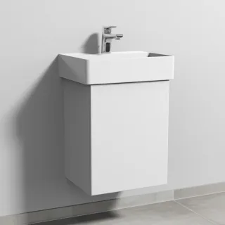 Sanipa 3way Waschtischunterbau zu Duravit Dura Square Waschtisch mit 1 Tür, Weiß-Soft SM42543