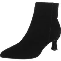 Ital-Design Damen Leder-Stiefelette mit Absatz, elegant, spitz Stiefelette (91742224) Pfennig-/Stilettoabsatz Stiefeletten in Schwarz