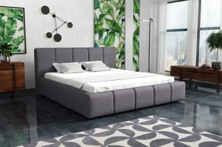 Polsterbett Bett Doppelbett GENUA Stoff 140x200cm Stoff Sawana Dunkelgrau