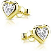 Materia Paar Ohrstecker Herz Zirkonia Gold Weiß SO-11, Sterlingsilber, vergoldet