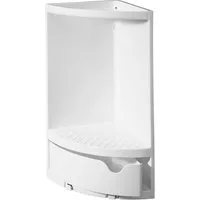 Bisk Duschablage LUX, Duscheckablage mit Schwenkschublade, weiß, grau, schwarz