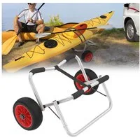 FIVMEN Rollwagen Kajakwagen Faltbarer Alu Kanuwagen Bis 100KG, AluminiumTransportwagen, (Set), mit 2 PU-Räder & Spannriemen Surfwagen Transportwagen Bootstrailer