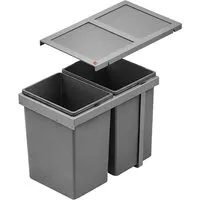 Hailo Einbaumülleimer Hailo Abfallsammler AS Tandem 2x15 Liter dunkelgrau