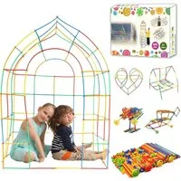 LA CUTE Konstruktionsspielzeug Stecksystem – 480 Steckbausteine für Kinder Spielbausteine, (Kreatives Lernspielzeug für Kinder ab 3 Jahren., 480 St., Komplettes 480-teiliges Konstruktions- & Steckbauset), Lernspielzeug zur Förderung von Kreativität &