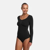 cfab (creamy fabrics) Shaping-Body Bodysuit Sculpting Shapewear Longsleeve mit Slip-Schwarz-S (1-tlg)