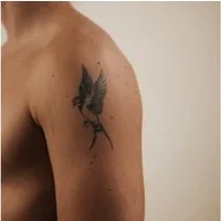 Inkster Schmuck-Tattoo Dunkle Schwalbe Tattoo, wasserfestes temporäres Tattoo, 2 Wochen Halt