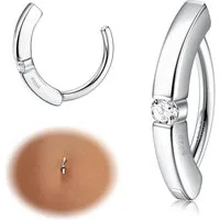 Krfy Bauchnabelpiercing 14G Bauchnabelpiercing Silber 925 CZ Creolen Ring Hypoallergen