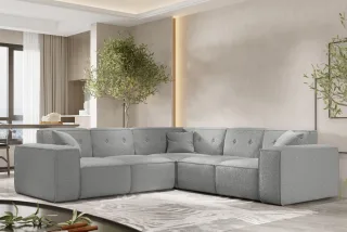 Ecksofa Designersofa CESINA in Stoff Ascot Bukla Grau Seite Universal