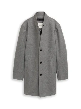 Denim Tom Tailor - Wollmantel mit Stehkragen light stone grey wool twill - Gr. - XXL