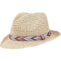 chillouts Strohhut knautschbarer Trilby mit Muster-Band