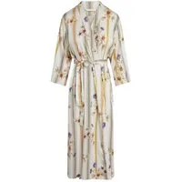 Essenza Kimono Ilona Amare, Langform, Kimono-Kragen, Gürtel, aus Modal-Baumwolle mit sommerlichem floralen Streifenmuster
