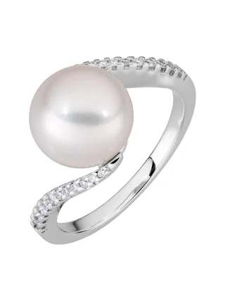 Orolino Ring Gold 585 mit 20x Brillant zus. 0,15ct. und weißer Perle