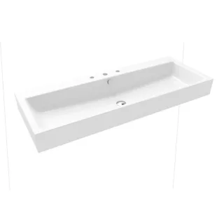 Kaldewei Puro Wand-Waschtisch 906806033001 3167, 120x46cm, weiß Perl-Effekt, mit Überlauf, 3 Hahnlöcher