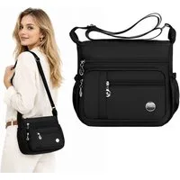 Mutig Schultertasche Umhängetasche Damen, Wasserdicht Nylon Schultertasche (Mehrfachtasche Handtasche mit RFID Geldbörse, Crossbody, Schultertasche, Freizeit, Vintage Einfarbige), Geldgürtel für Camping Wandern Fitness Fahrrad