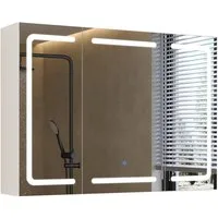 MSMASK Badezimmerspiegelschrank mit LED-Spiegel, 3 Farbtemperaturen, Dimmfunktion (1-St) Spiegelschrank Badezimmerschrank, 80x60x16cm