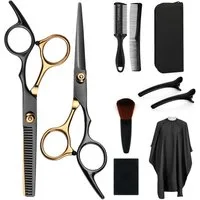 OSTWOLKE Haarschere 10er/13er Haarscheren-Set Friseurschere Haarschneideschere, (10-tlg), mit Friseurumhang