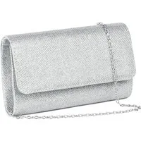 LuxusKollektion Abendtasche Kettentasche Clutch Damen Glitzer Abendtasche Hochzeit Silber A