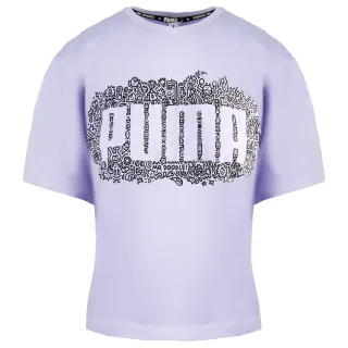 Puma x Mr Doodle Kurzarm Crew Hals Lila Womens Cropped T-Shirt 598654 88