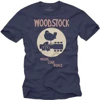 MAKAYA T-Shirt Herren Woodstock Musik 60er 70er 80er Jahre Motiv Musiker Geschenke mit Druck