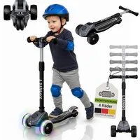 Juskys Dreiradscooter Lumox, Höhenverstellbar, blinkende Reifen, Hinterradbremse, klappbar