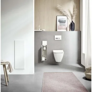 Emco Asis pure Unterputz-WC-Bürstengarnitur 975551300 170x730mm, Türanschlag links, mit Fächern, weiß matt
