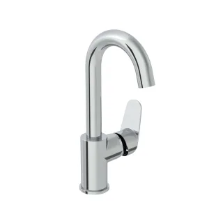 VitrA Flow Round Einhebel-Waschtischmischer Höhe 28 cm mit schwenkbarem Auslauf Chrom,A43152EXP A43152EXP