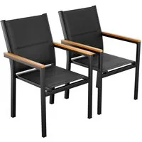 TLGREEN Stapelstuhl Gartenstuhl 2/4er Set, Aluminium, mit Gesteppte Rückenlehne (2 St), WPC Handlauf, für Terrasse, Balkon, Terrasse, Pool, Restaurants