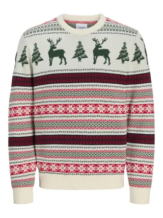 JACK&JONES - JJXMAS NOEL KNIT CREW NECK dark green - Gr. - M