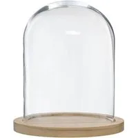 Atmosphera Créateur d'intérieur Dekoobjekt Deko-Glaskuppel, Ø 23 cm, mit Holzbasis (Deko-Objekt, Deko-Objekt)