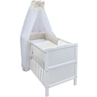 Baby-Delux Komplettbett Babybett Jack Komplettset Beißschienen Musselin, 10-tlg., Kinderbett 70x140 cm weiß, Bettset verschiedene Designs