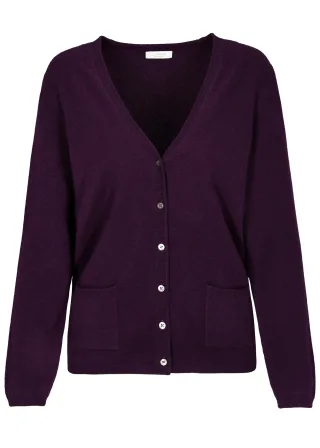 CLARINA - NOS Cardigan, V-Ausschnitt 458 aubergine - Gr. - 38