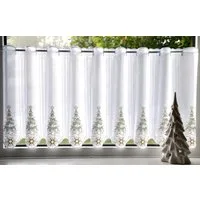 Stickereien Plauen Scheibengardine Tannenbaum (1 St), Stangendurchzug, transparent, Voile