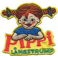 Pippi Langstrumpf Aufnäher Bügelbild, Aufbügler, Applikationen, Patches, Flicken, zum aufbügeln, Polyester, mit Logo  - Größe: 6 x 5,5 cm