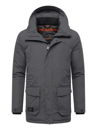 Stone Harbour Herren Parka Wadiim mit Kapuze & Zwei-Wege-Reißverschluss