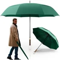 Logan & Barnes Stockregenschirm Chicago, Stockschirm sturmfest [Ø120 cm] mit hochwertigem Echtholzgriff