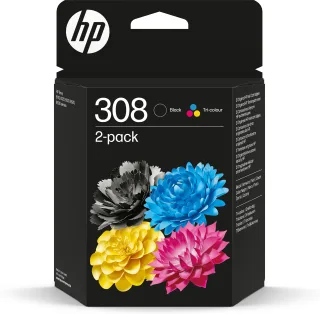 HP 308 2-Pack Black/Tri-color Original Ink Cartridge Combo | 6l6s6ue | 121 mm - 43,5 mm