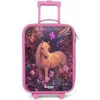 NoBoringSuitcases.com© Kinderkoffer Rosa - mit leuchtende Räder - Pferd - Blumen - Lila - Schmetterling, 2 Rollen, Handgepäck-Koffer, Kinderkoffer, Reisekoffer Mädchen