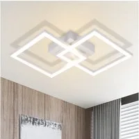 ZMH LED Deckenleuchte Whonzimmer Modern 2 Flammig 24W Deckenlampe Schlafzimmer Flur, Augenschutz, Einfache Installtion, LED fest integriert, 4000K, Weiß-Neutralweiß Schlafzimmerlampe Eckig Flur